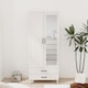 image 5 of 2-Door 2-Drawer Mirror Wardrobe with Legs | White | White & White | 55 x 9.5 x 149 | 1