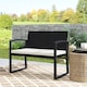 image 8 of Outsunny 2 Seater Rattan Garden Bench, Outdoor Bench with Cushion, PE Wicker Garden Loveseat with Armrests, Galvanised Steel Frame for Patio, Park, Black