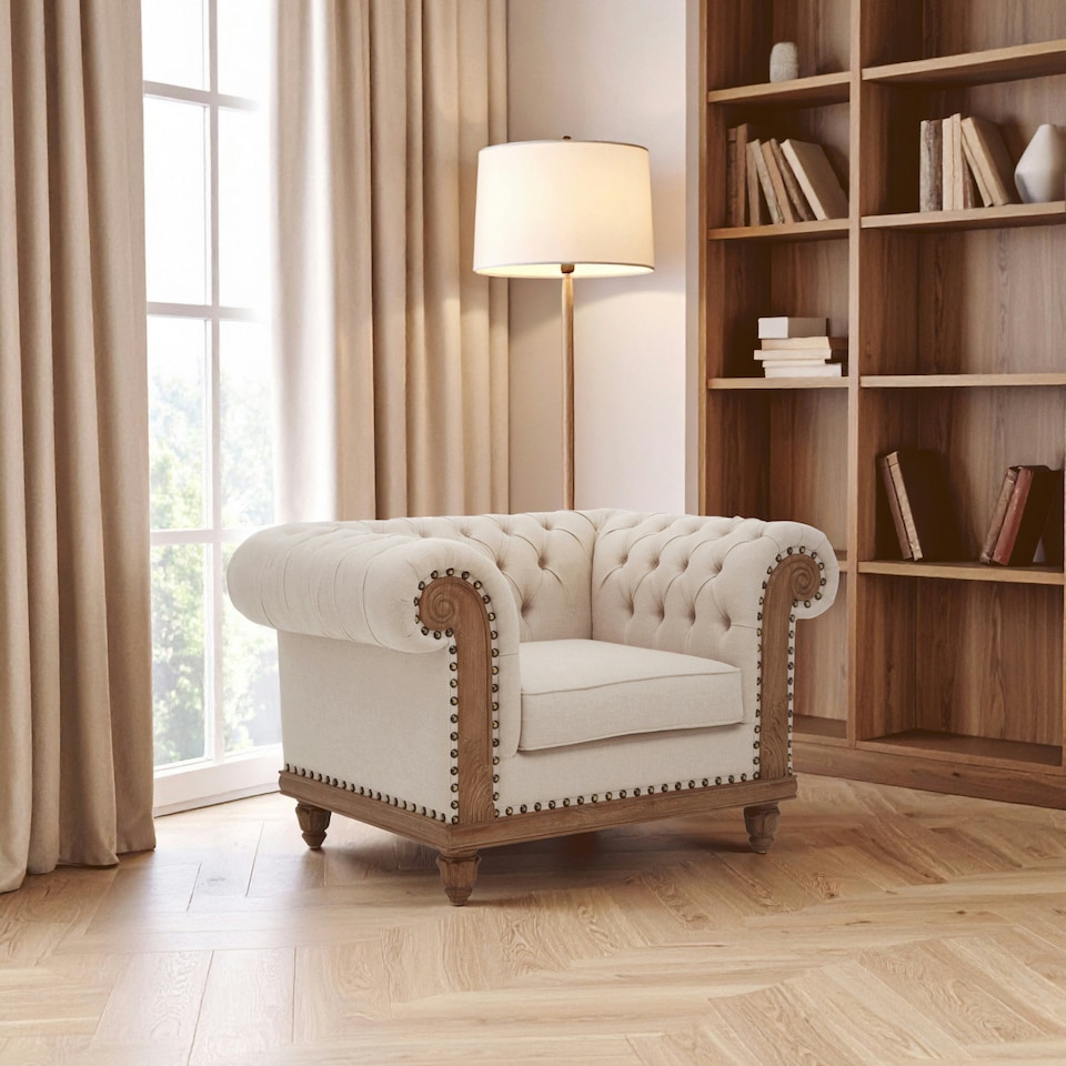 image 1 of Cabra Chesterfield Cream Chair Cream