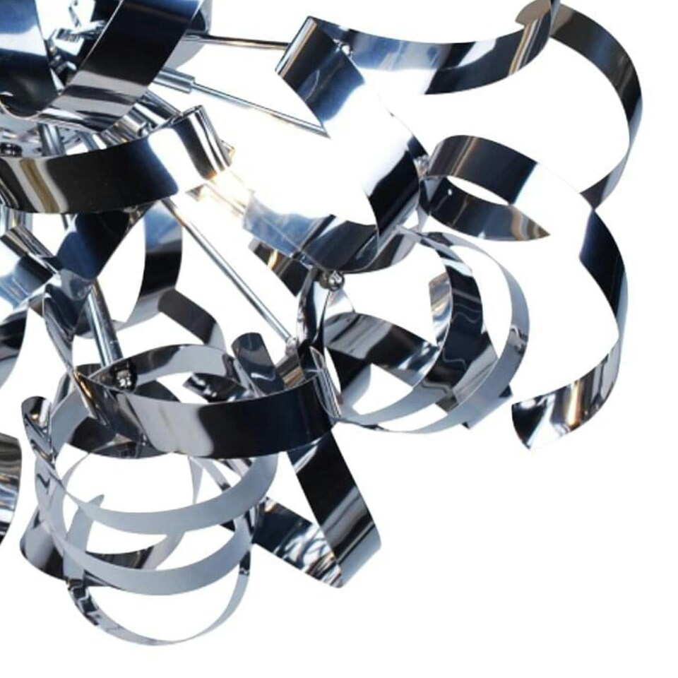 image 1 of First Choice Lighting Set of 2 Chrome Swirl Ribbon Dome Ceiling Fitting Chrome | Chrome