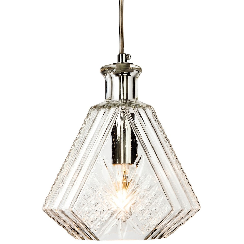 Decanter 1 Light Ceiling Pendant Chrome, Clear Decorative Glass, E14