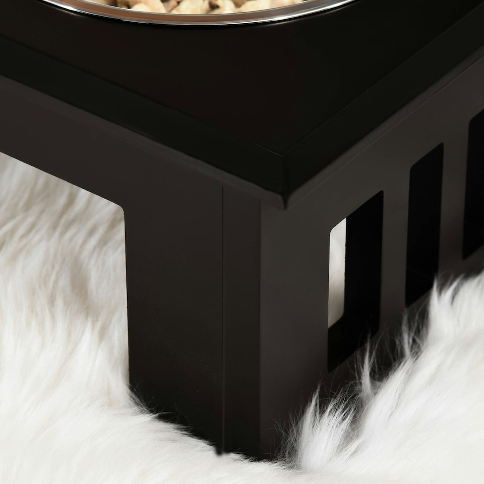 image 1 of PawHut Raised Dog Bowls Pet Feeder Raised Elevated Stainless Steel Food Brown