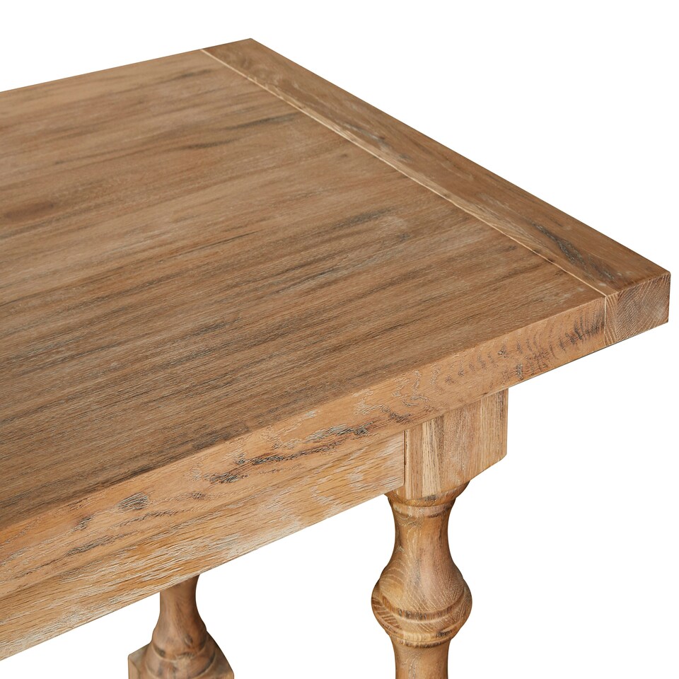image 1 of Interiors By Premier Solid Whitewash Dining Table, American Oak Constructed Small Dining Table, Stable Kitchen Table For Dinner Brown