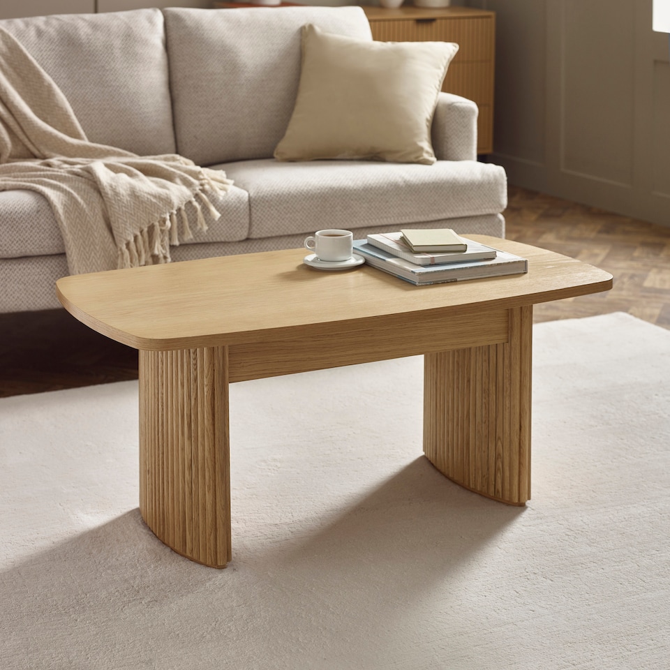 image 1 of Louis Light Oak Effect Fluted 90cm Compact Coffee Table