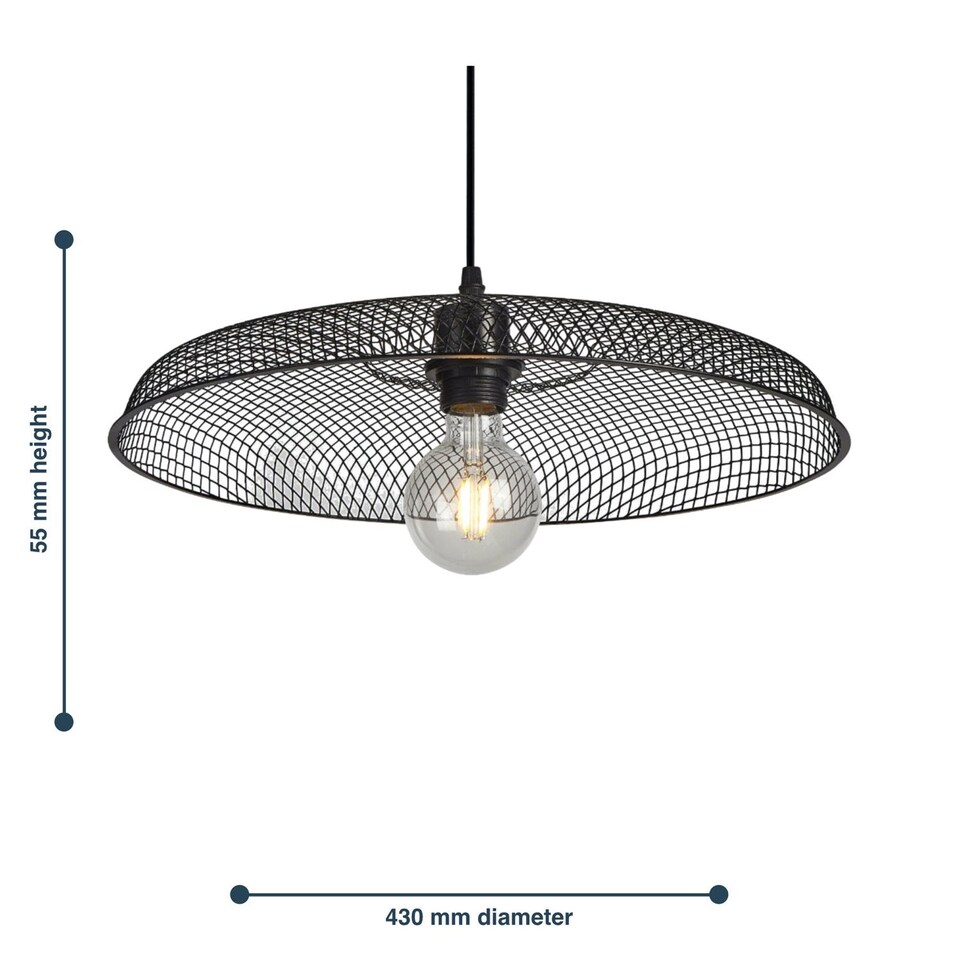 image 1 of Cassidy - Large Black Mesh Easy Fit Metal Pendant Shade | Black | Large | 1