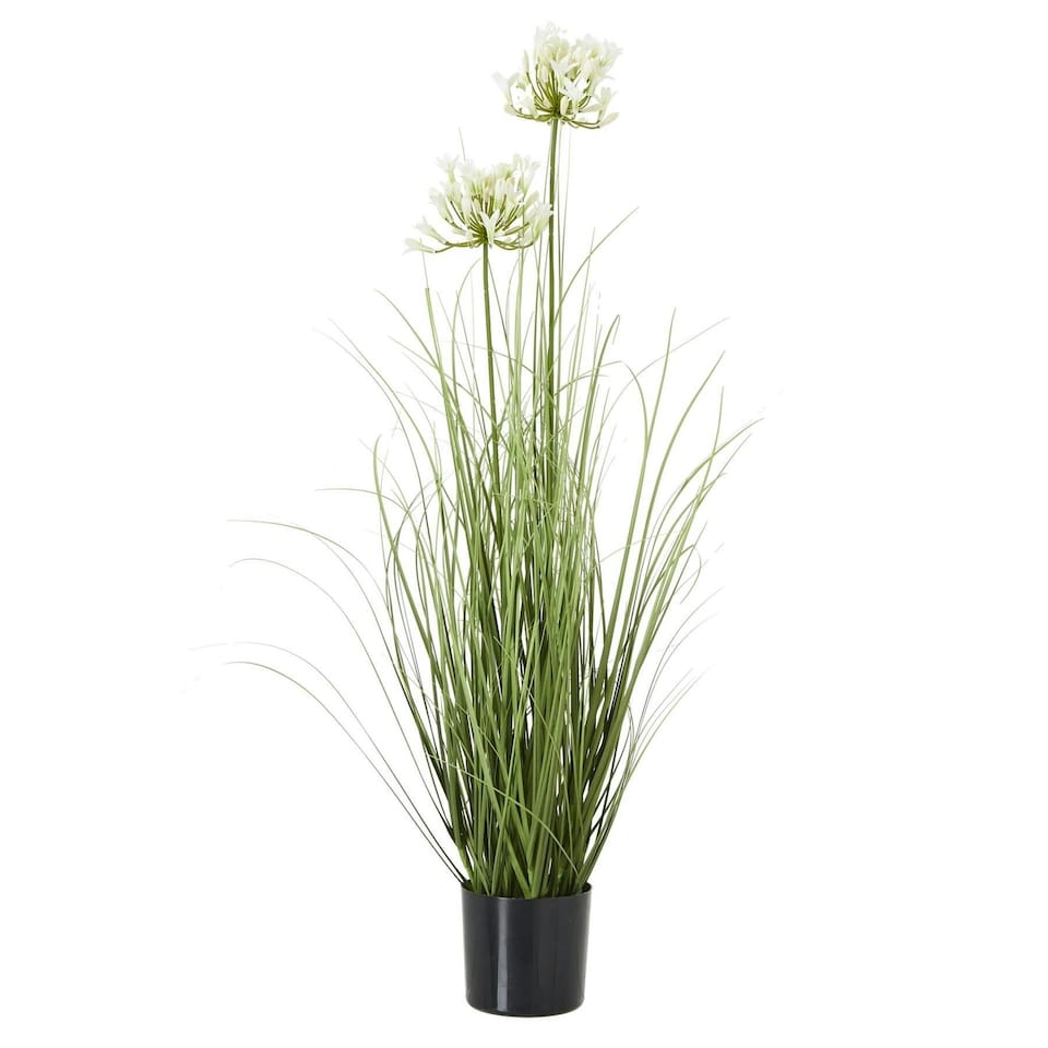 image 1 of Hill Interiors Agapanthus Plant Pot - White/Green - One Size