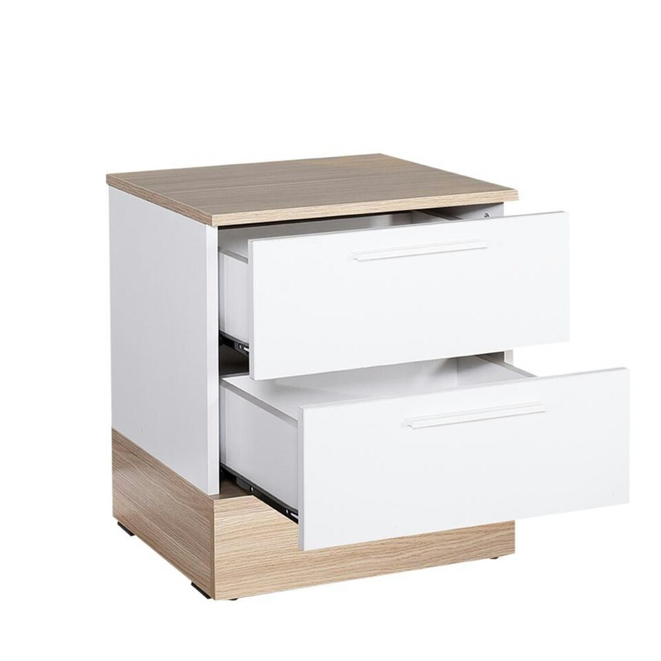 image 1 of Adore Teen White & Oak 2 Drawer Bedside Table Nightstand