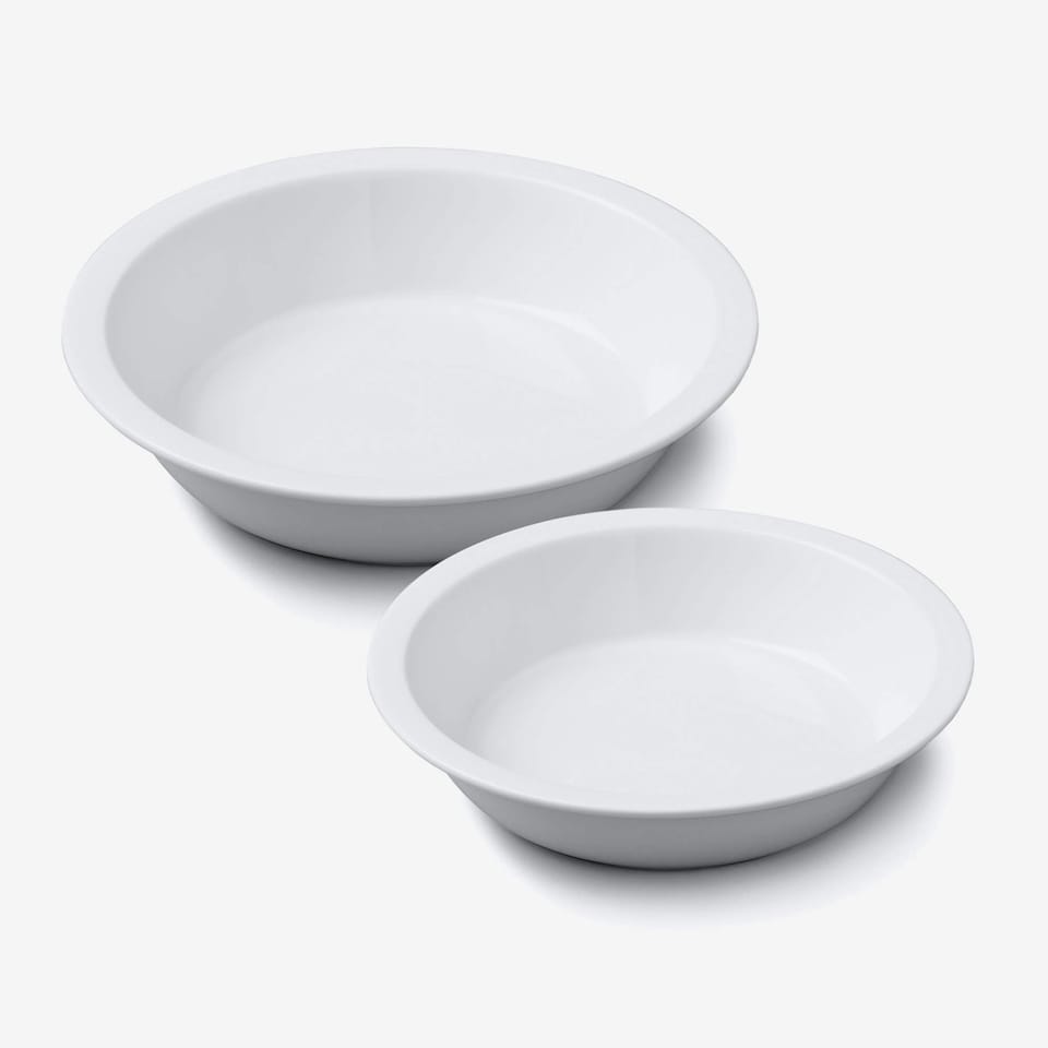 image 1 of Wm Bartleet & Sons Porcelain Round Straight Edge Pie Dish, Set of 2 | White