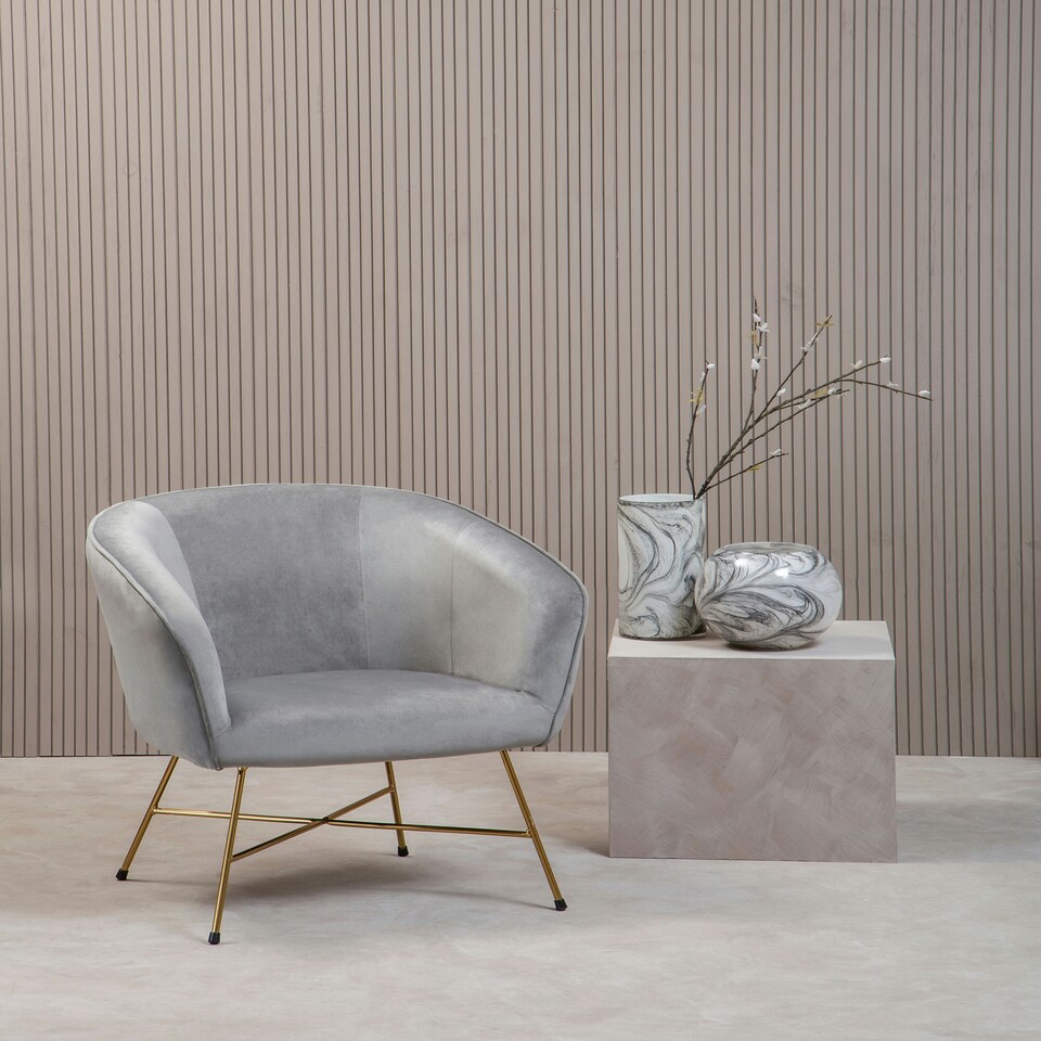 image 1 of Interiors by Premier Grey Chair With Metal Frame, Comfy Grey Outdoor Velvet Chair Metal, Effortless Cleaning Velvet Chair