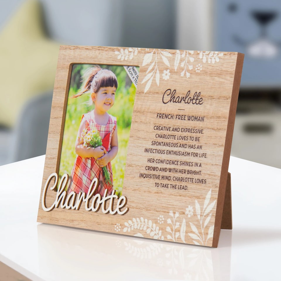 image 1 of History & Heraldry Pre-Personalised Kids Wooden Picture Frame - Charlotte