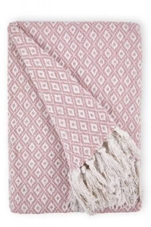 image 1 of Stockholm Collection Recycled Cotton Throw in Blush Pink (90" x 100") | Pink | Pink