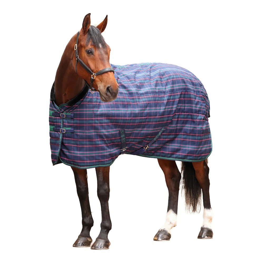 image 1 of Tempest Plus Standard-Neck Checked 100g Horse Stable Rug - Navy/Tartan - 6´ 3"