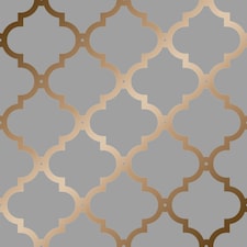 Sample of Morocco Trellis Wallpaper in Grey and Copper Multi