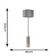 image 3 of ValueLights Lexy Grey Velvet Drum Shade with Brushed Chrome Dimmable Floor Lamp with LED Bulb