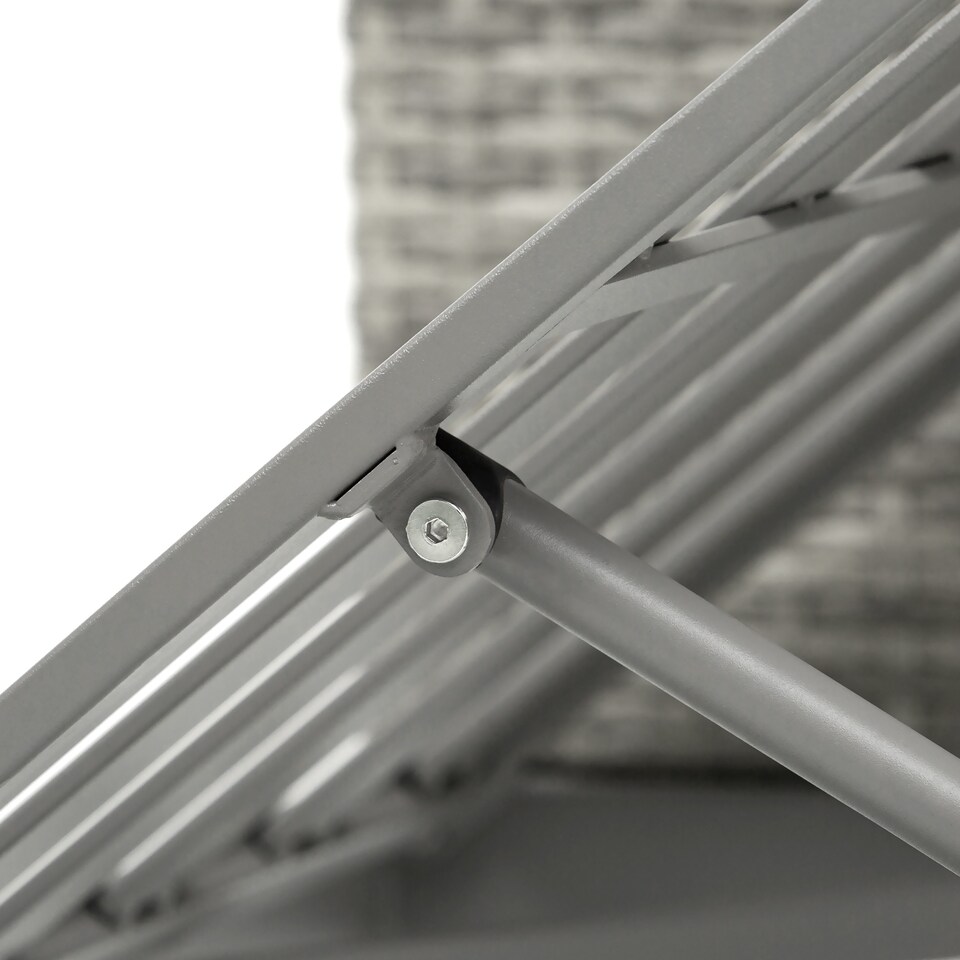 image 1 of Outsunny 3 in 1 Rattan Bistro Set, Wicker Garden Furniture Set with 2 level Rising Table, Adjustable 3 seater Sofa Lounger with Washable Cushions for Outdoor, Patio, Balcony, Grey