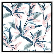Winter pink & blue flowers (Picture Frame) Black | S