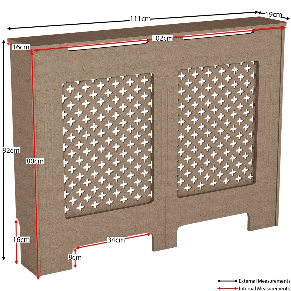 image 1 of Vida Designs Oxford Radiator Cover MDF Cabinet, Unfinished, 111cm