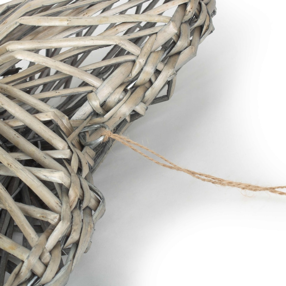 image 1 of Medium Wicker Heart Wreath Grey Wash Finish | Brown | Natural