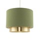 image 2 of Olive Green Linen Fabric Pendant Shade with Brushed Gold Metal Ring Green