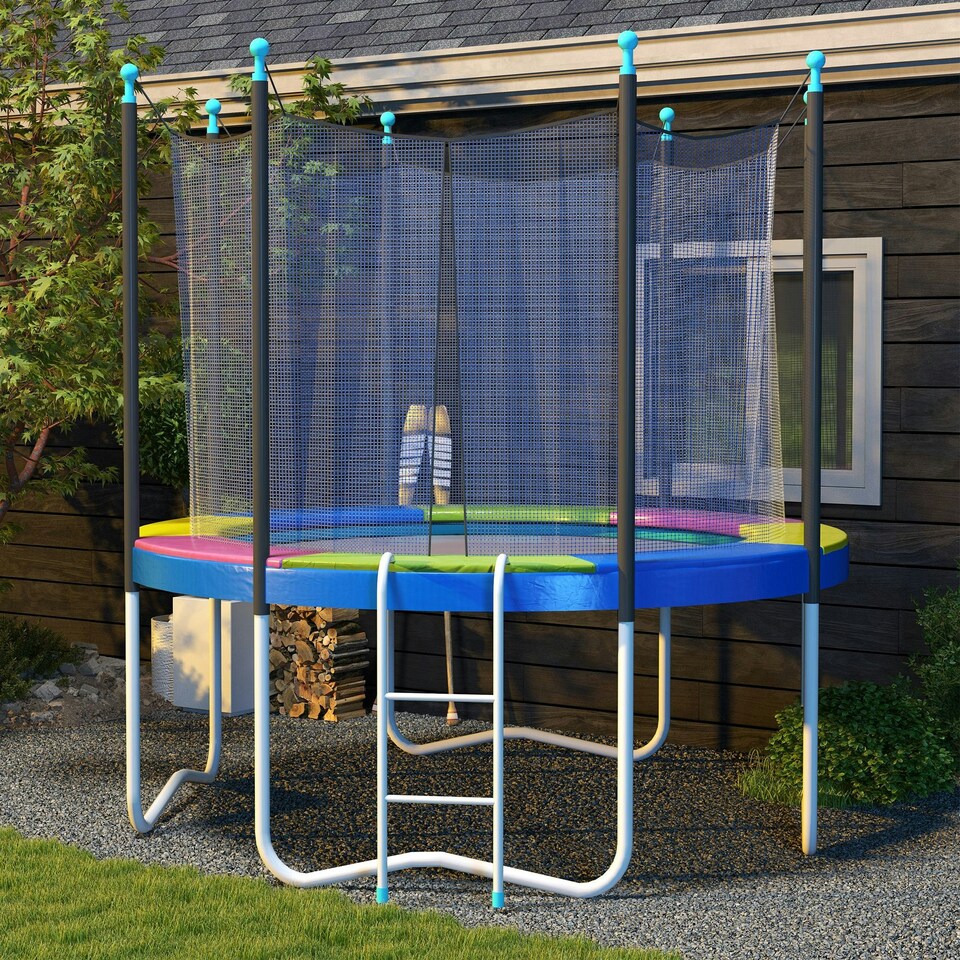 image 1 of SPORTNOW 8FT Trampoline Pad Spring Cover, Waterproof, Multi-Colored