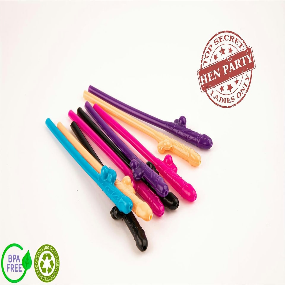 image 1 of 10PC Hen Party Willy Glow in Dark Straws Classy Team Bride to Be Drink Accessories Novelty Wedding Décor