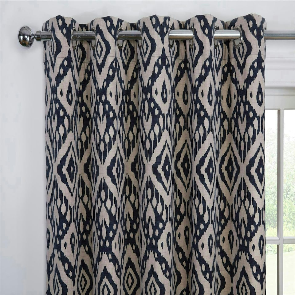 image 1 of Marrakech Eyelet Curtains - Blue - 229cm x 183cm