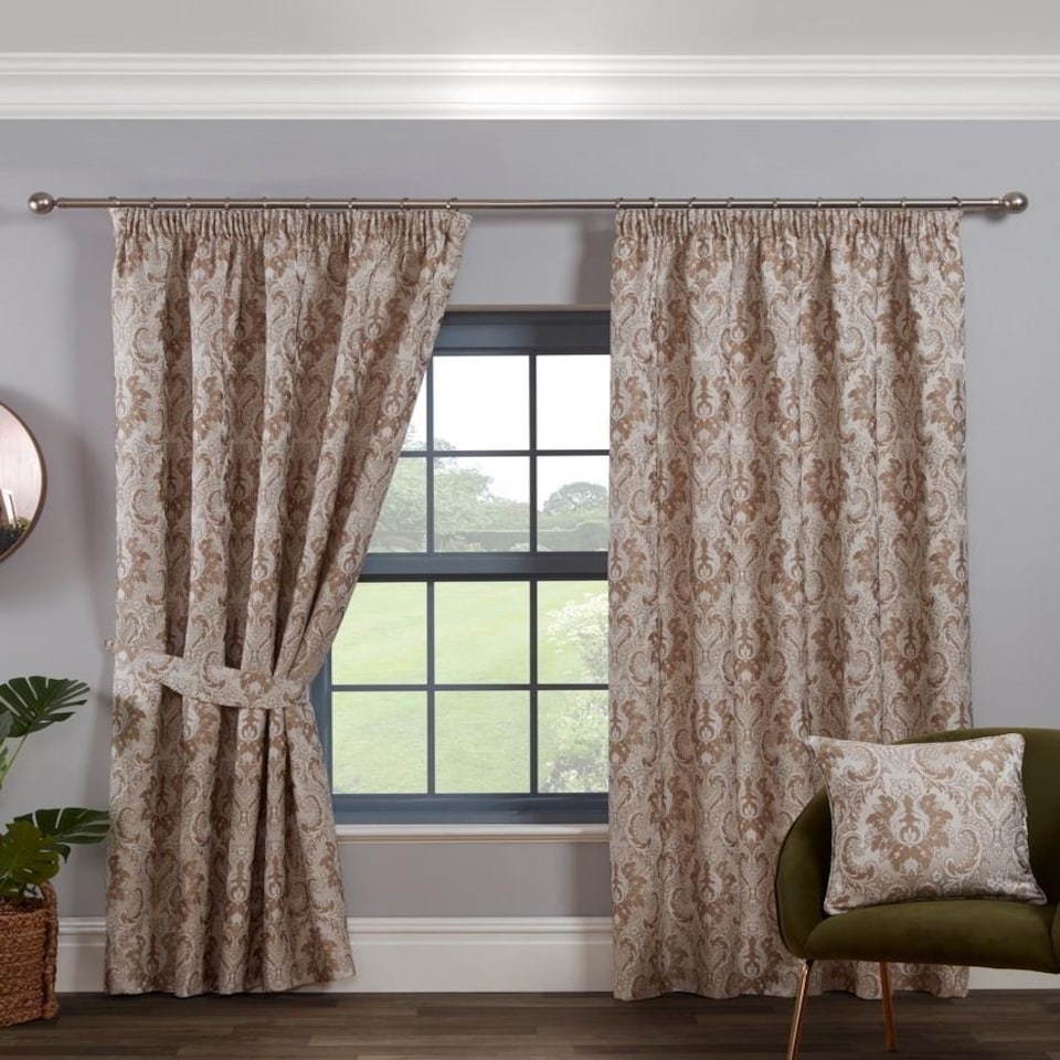 image 1 of Tegola Pencil Pleat Curtains - Brown - 117cm x 183cm