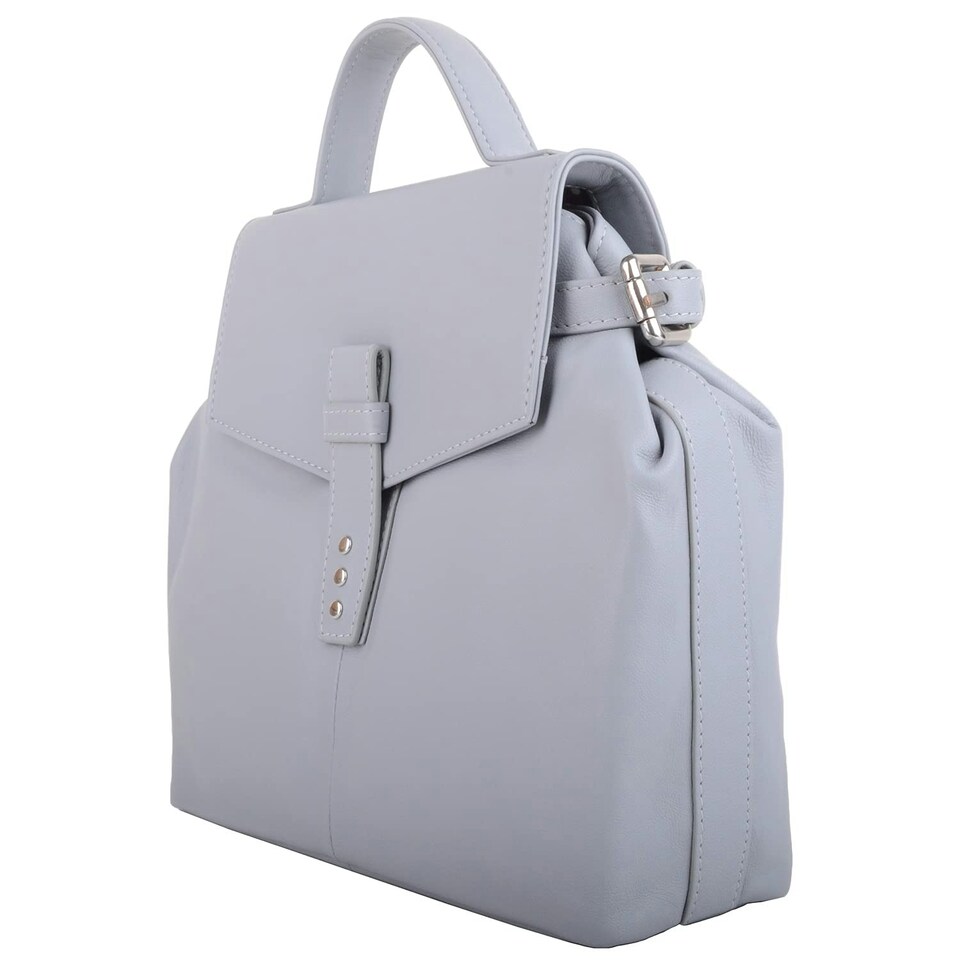 image 1 of Premium Soft Genuine Leather Cross Body Shoulder Bag, Detachable Strap | Grey | LightGrey