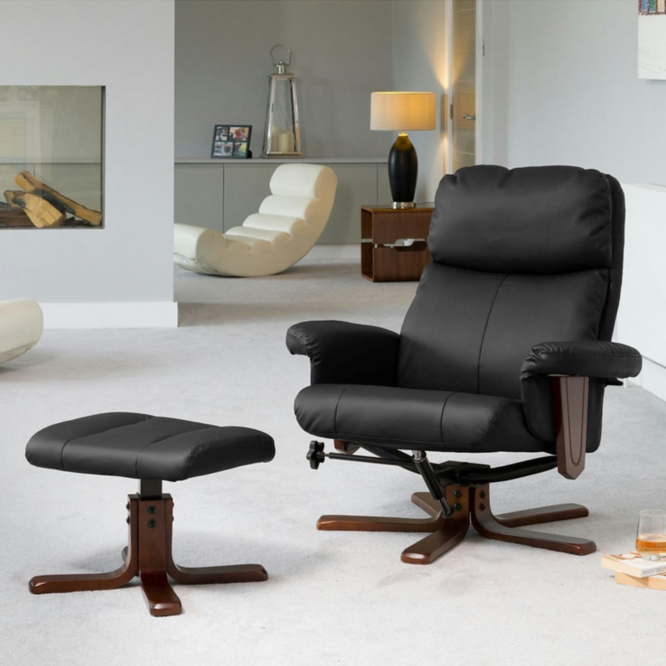 image 1 of Woodacre Swivel Recliner with Massage and Heat - Black