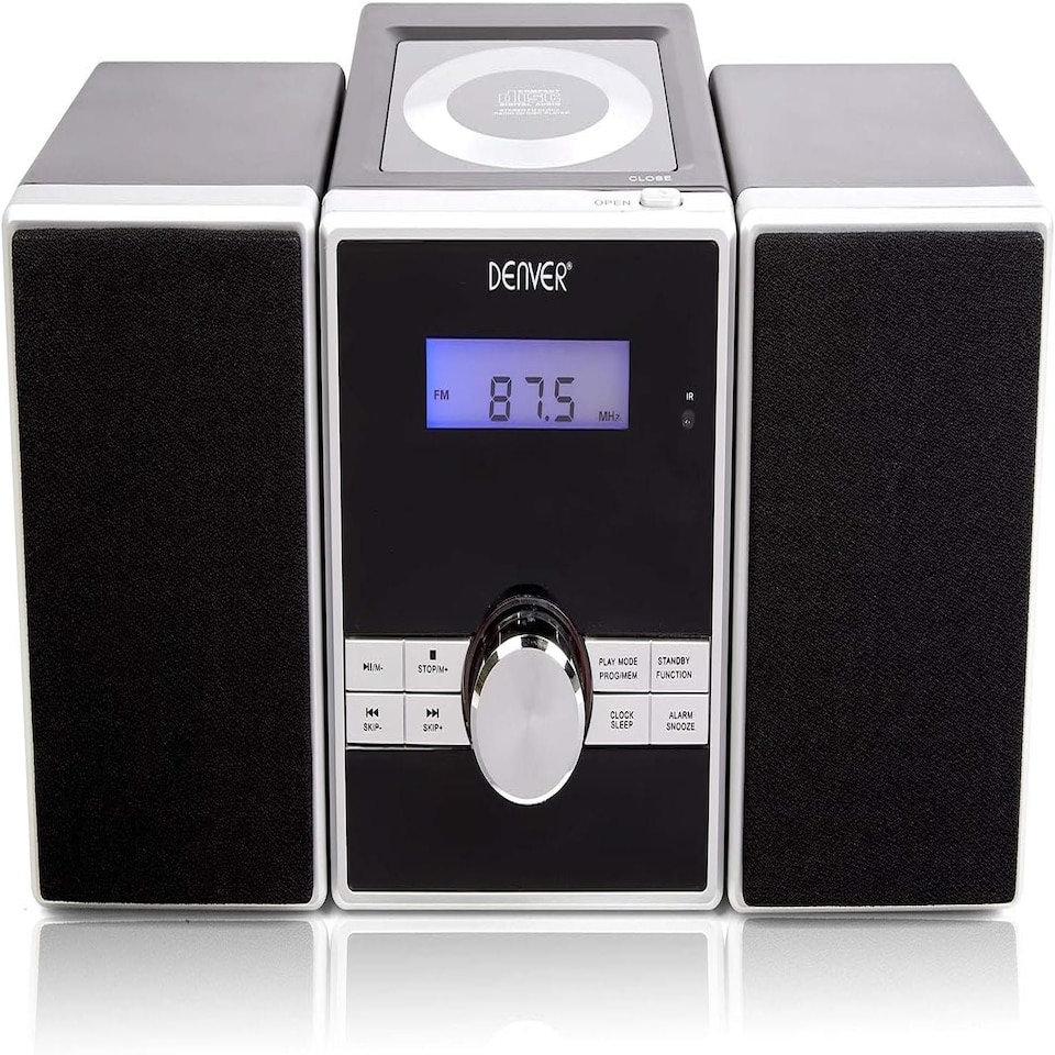 image 1 of Mini HiFi System CD Player For Home With Speakers - CD Micro System Mains Operated with FM Radio, Clock Radio Alarm, Snooze & Sleep, AUX IN, Remote Control