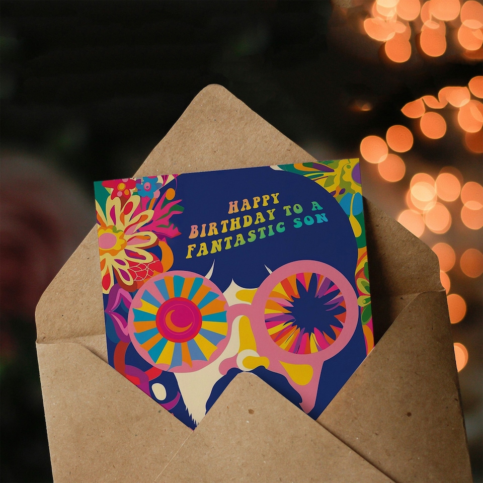 image 1 of Fantastic Hippy Flower Power Hippie 1960S Son Birthday Card