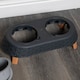 image 8 of 16cm x 9cm Grey Plastic Raised Double Pet Bowl Feeding Station with Stand