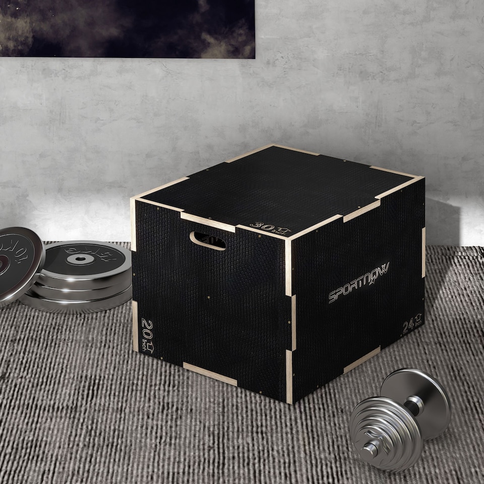 image 1 of SPORTNOW 20.1"/24"/30" Pylometric Jump Box, Wooden Pylo Box for Home Gym
