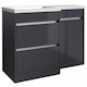 image 1 of Bathroom Left Handed 2-Drawer Combination Unit with L Shape Basin 1100mm Wide - Storm Grey Gloss - Brassware Not Included | Grey | Grey | 1
