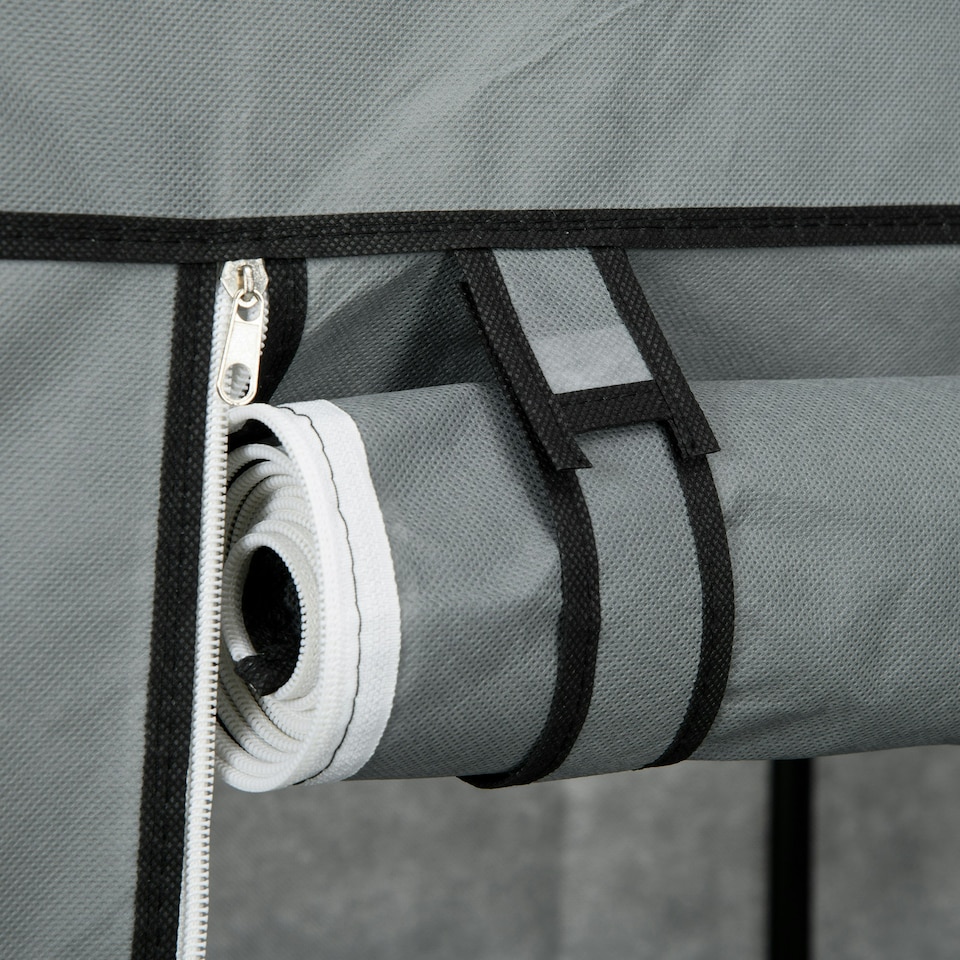 image 1 of HOMCOM Fabric Portable Wardrobe with 2 Fabric Drawers, Hanging Rail, Grey Grey