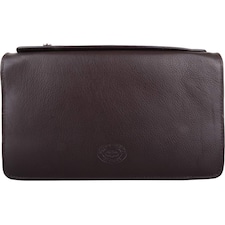 London Leathergoods Womens Large Soft Leather RFID Clutch Bag / Purse | Brown | Dark Brown