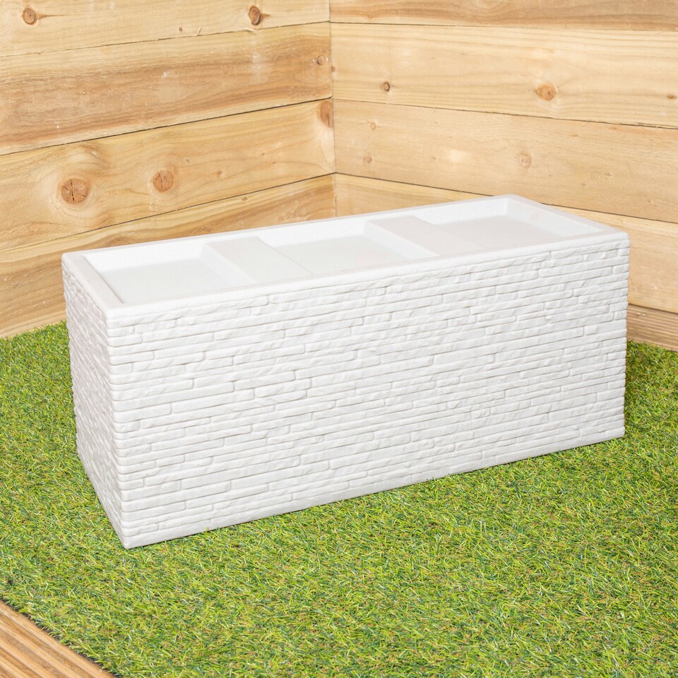 image 1 of 25cm Stone Coloured Plastic Slate Effect Garden Patio Trough