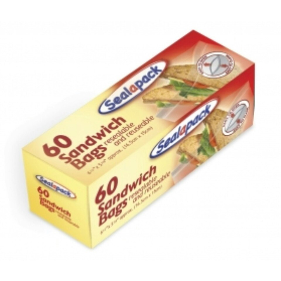 image 1 of Resealable Sandwich Bags 165mm x 150mm Pack 60
