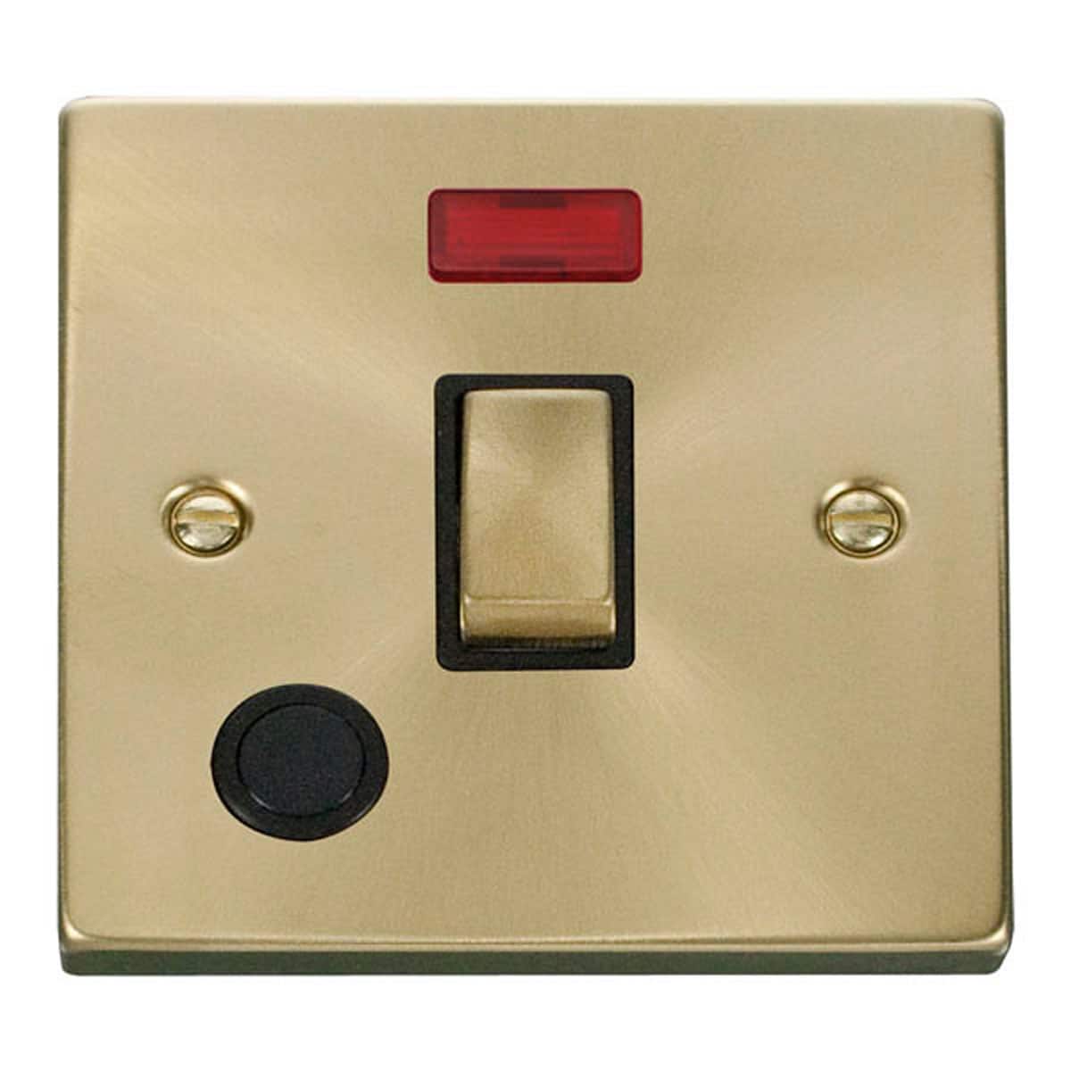 SE HOME Satin Brushed Brass 1 Gang 20A Ingot DP Switch With Flex With Neon Gold Satin Brass