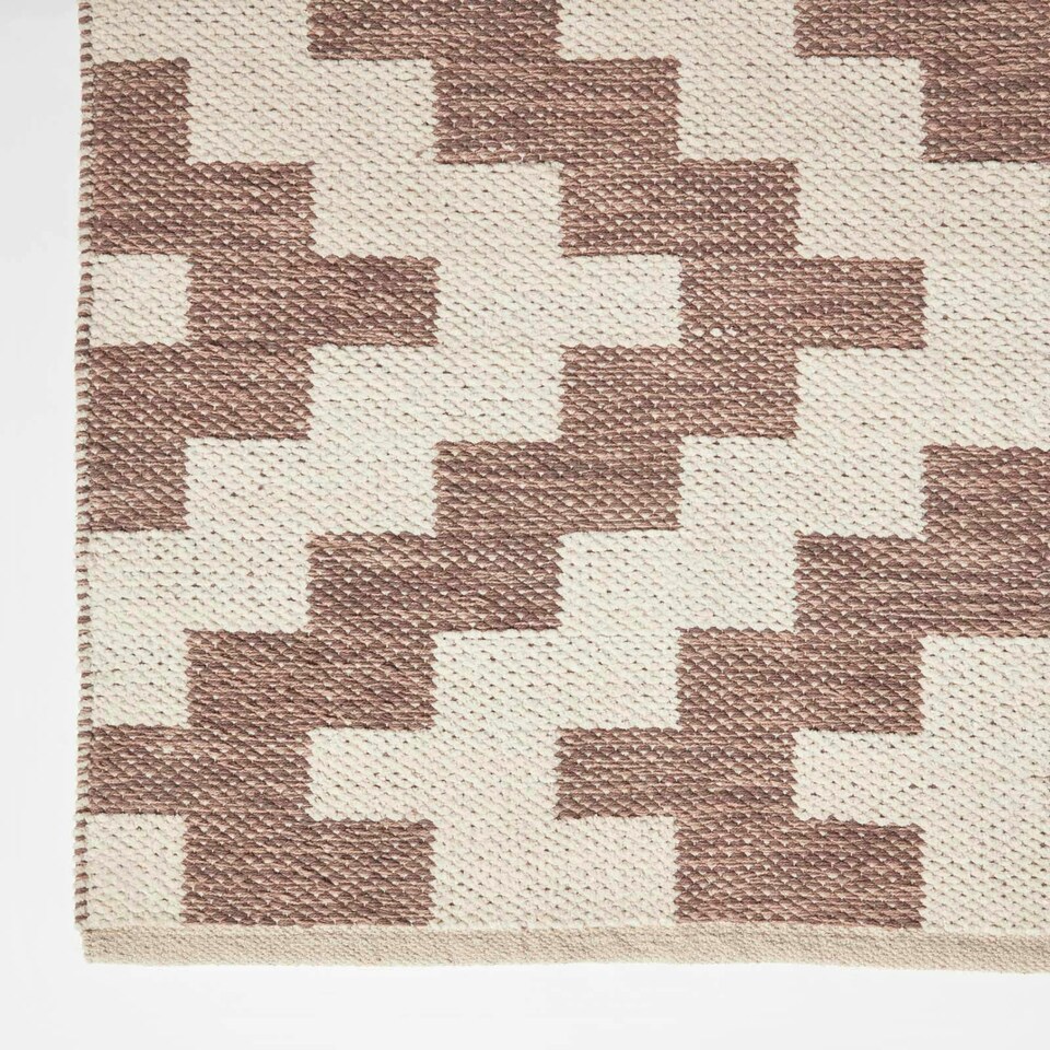 image 1 of Homescapes Malina Brown and Natural Kilim Runner Cotton Rug - 66 x 200 cm