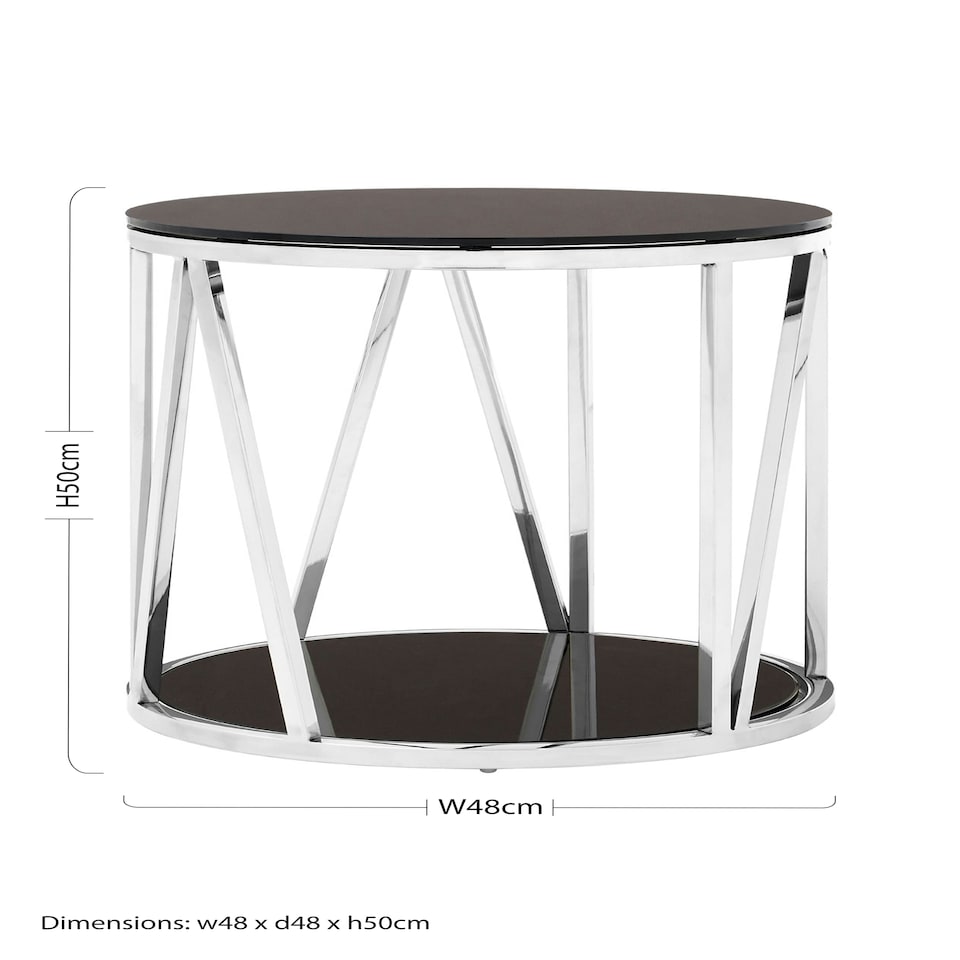 image 1 of Interiors By Premier Modern Round Chrome Finish Side Table, Durable Side Table For Livingroom, Tempered Glass Modern Side Table Silver