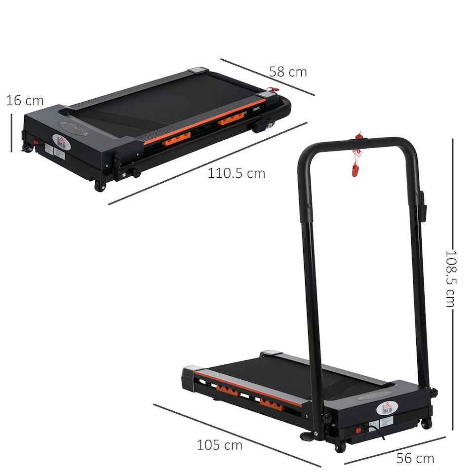image 1 of HOMCOM 1-6 km/h Folding Motorised Treadmill Walking w/ Remote Control Black