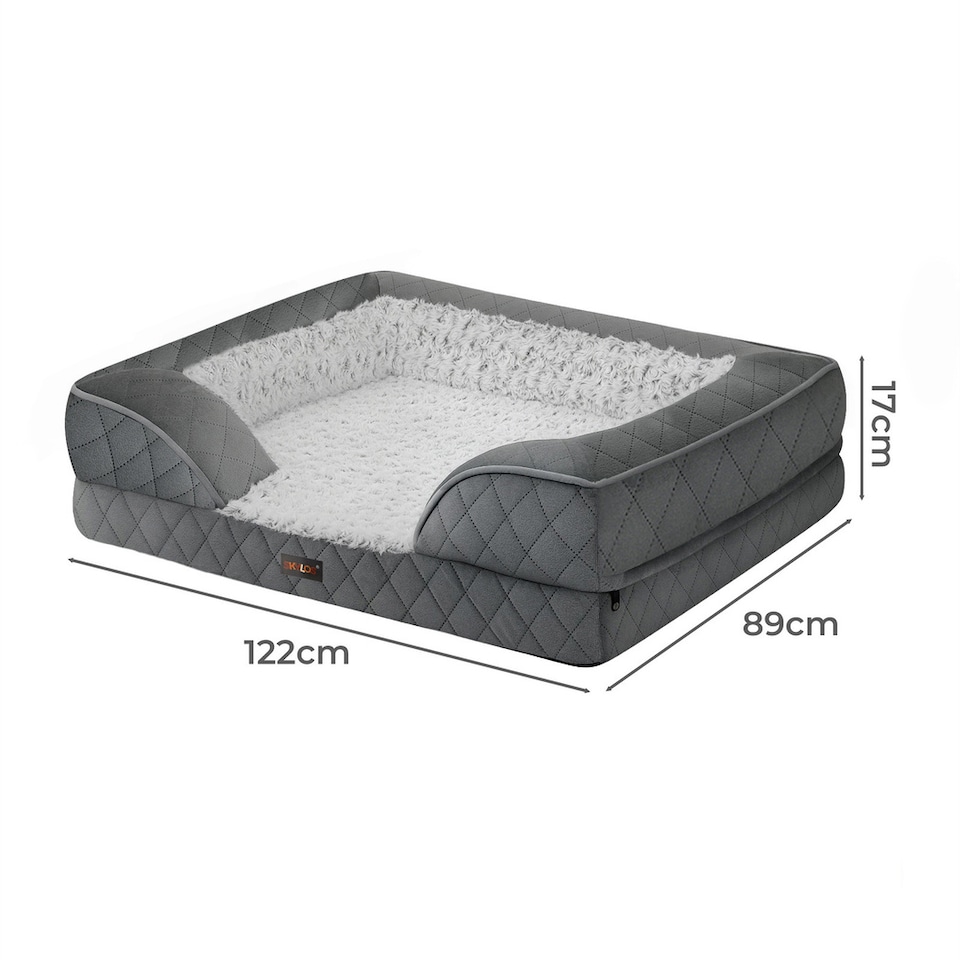 image 1 of Skylos Orthopedic Pet Bed Dog Memory Foam Cushion Calming Mat Washable XLL Grey | Grey | Double Extra Large