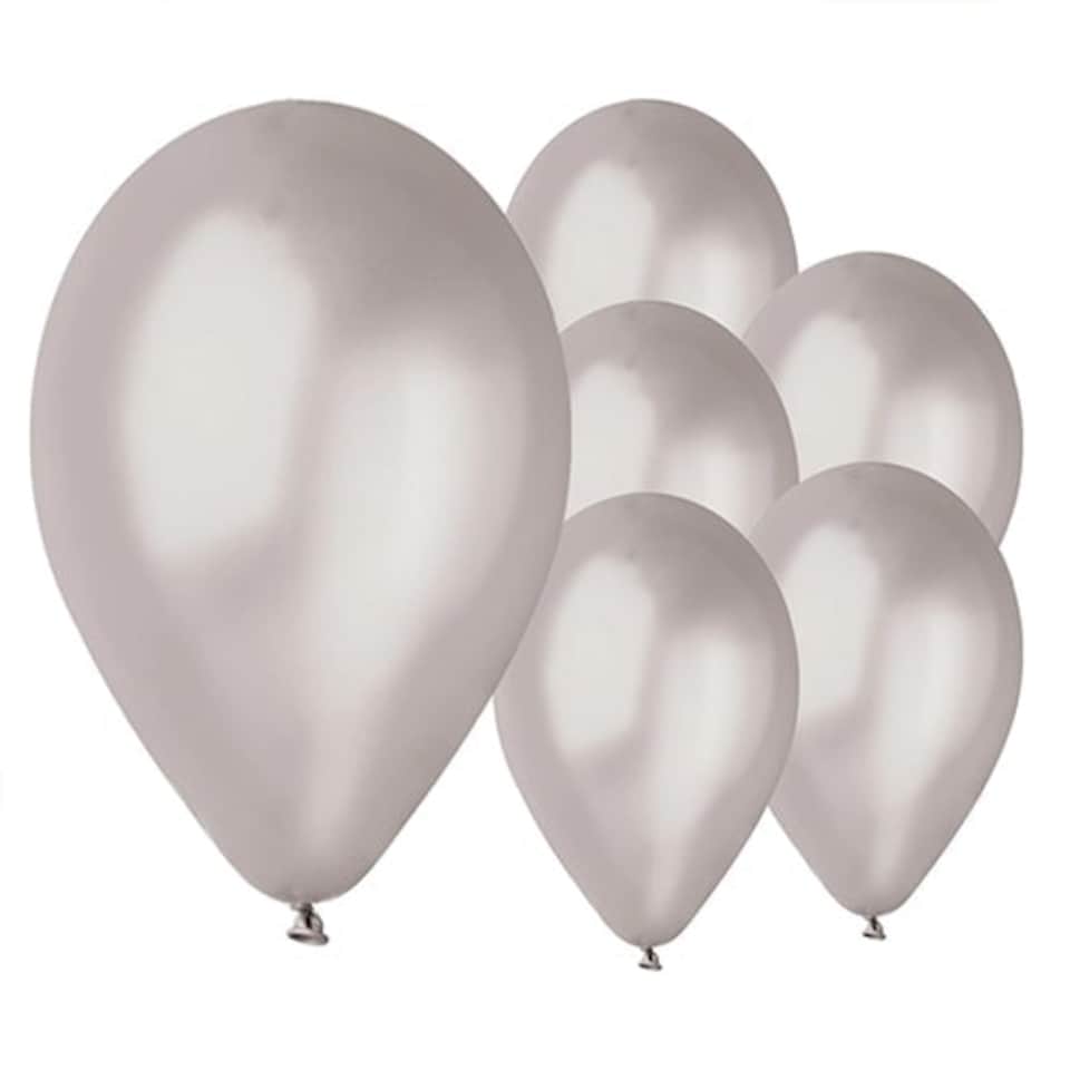 Metallic Silver Biodegradable Latex Balloons 33cm / 13 in - Pack of 50