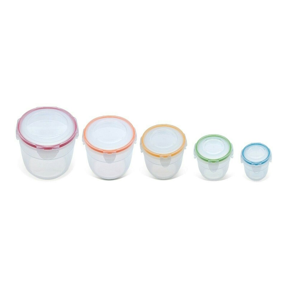 image 1 of LocknLock Nestable Food Containers with Lids Round Meal Prep Boxes - Pack of 5