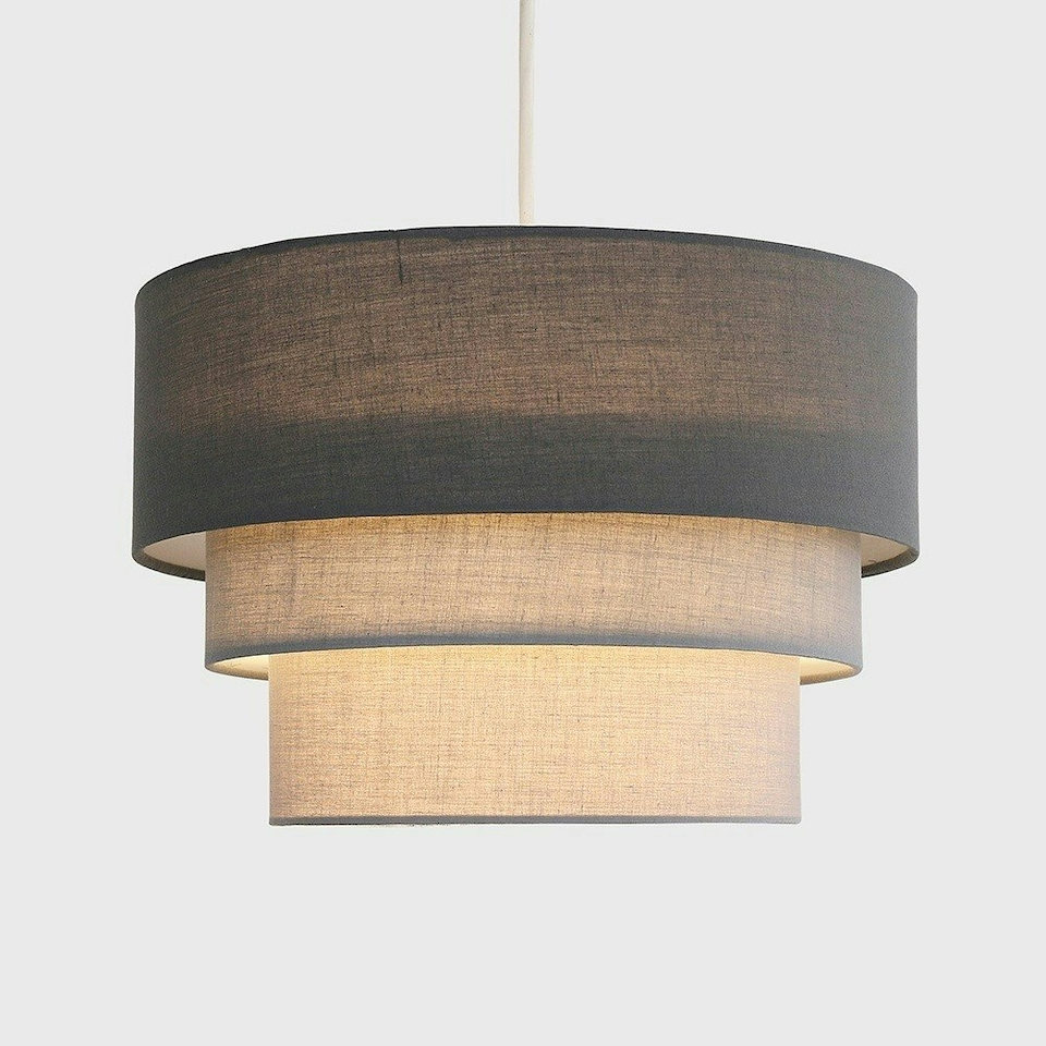 image 1 of ValueLights Aztec 3 Tier Charcoal Fabric Ceiling Light Shade