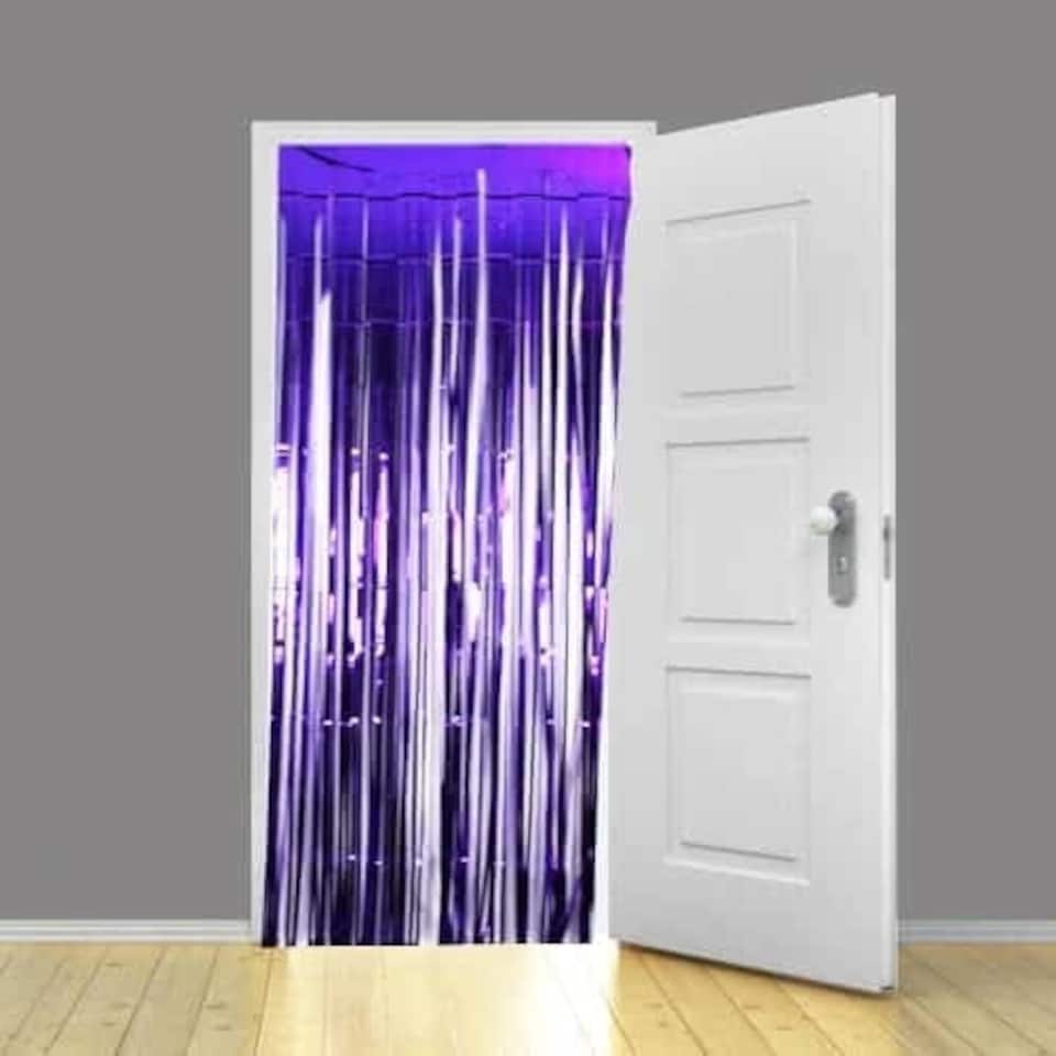 image 1 of Purple Foil Door Curtain Backdrop 92cm x 244cm - Pack of 10