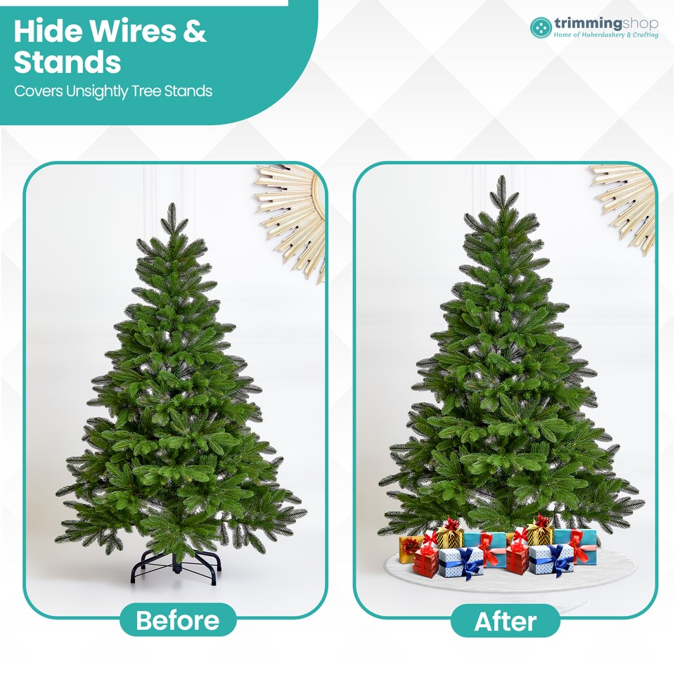 image 1 of 100cm White Faux Christmas Tree Skirt Base, Xmas Tree Floor Mat