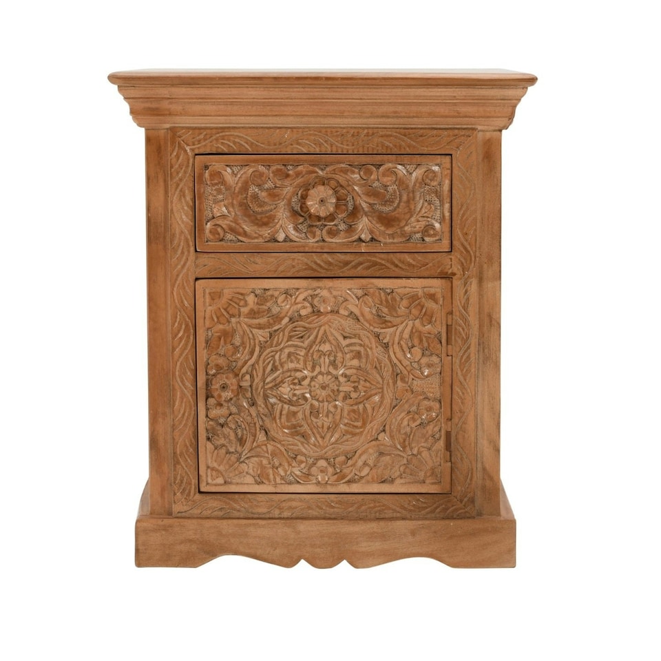 image 1 of Viva Mango Wood Bedside Table With Storage Cream