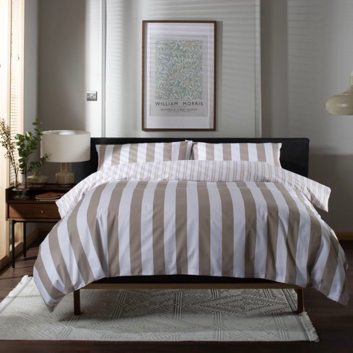 High Point Natural Striped Duvet Cover Set